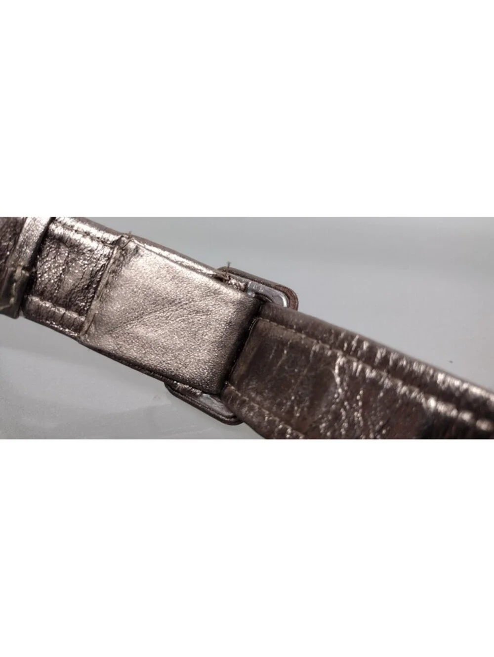 1970s Metal Mesh Olive Metallic Leather Belt Cinch Waist Small 25 / 27